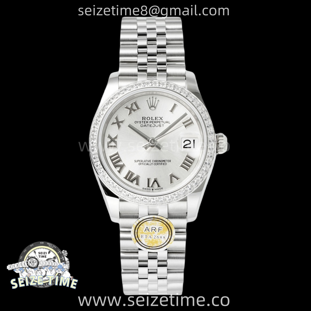 DateJust 31 SS ARF 1:1 Best Edition Silver Roman Dial Diamonds Bezel on Jubilee Bracelet ETA2688