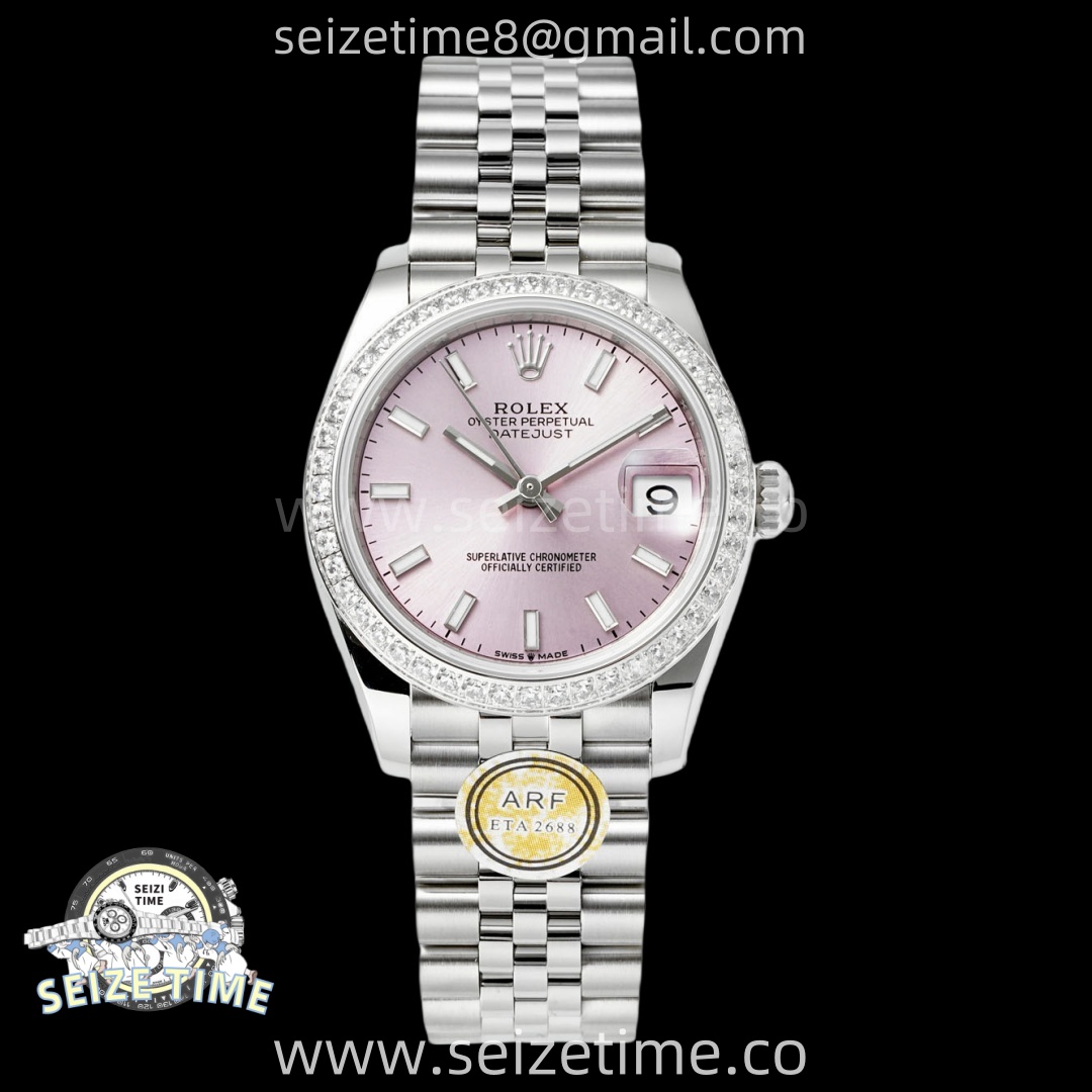 DateJust 31 SS ARF 1:1 Best Edition Pink Stick Dial Diamonds Bezel on Jubilee Bracelet ETA2688