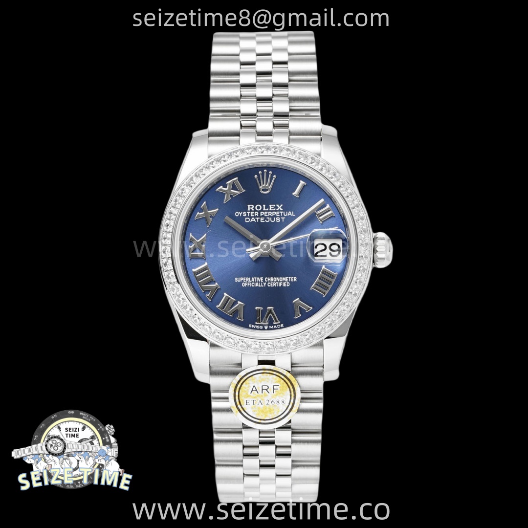 DateJust 31 SS ARF 1:1 Best Edition Blue Roman Dial Diamonds Bezel on Jubilee Bracelet ETA2688