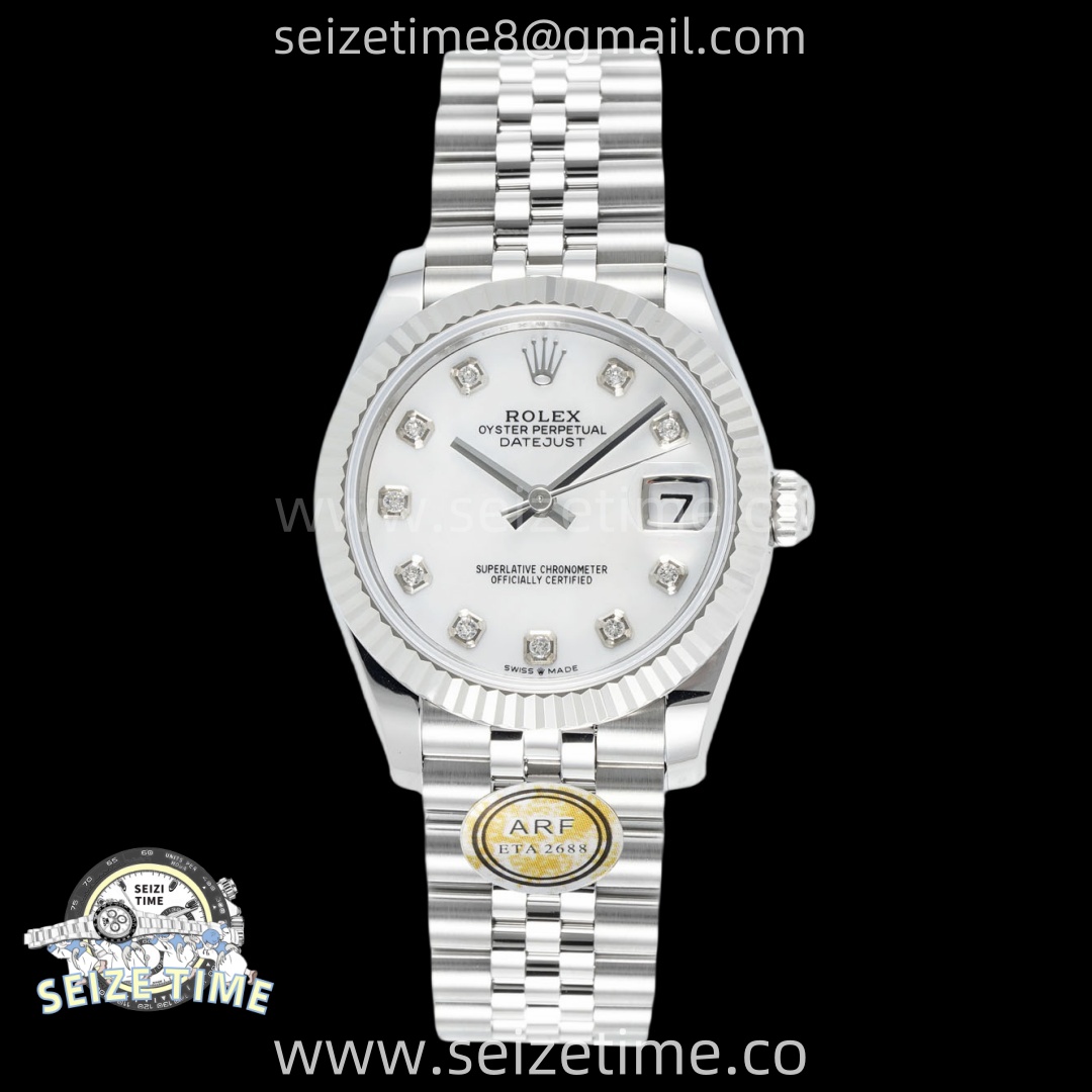 DateJust 31 SS ARF 1:1 Best Edition White MOP Diamonds Dial on Jubilee Bracelet ETA2688