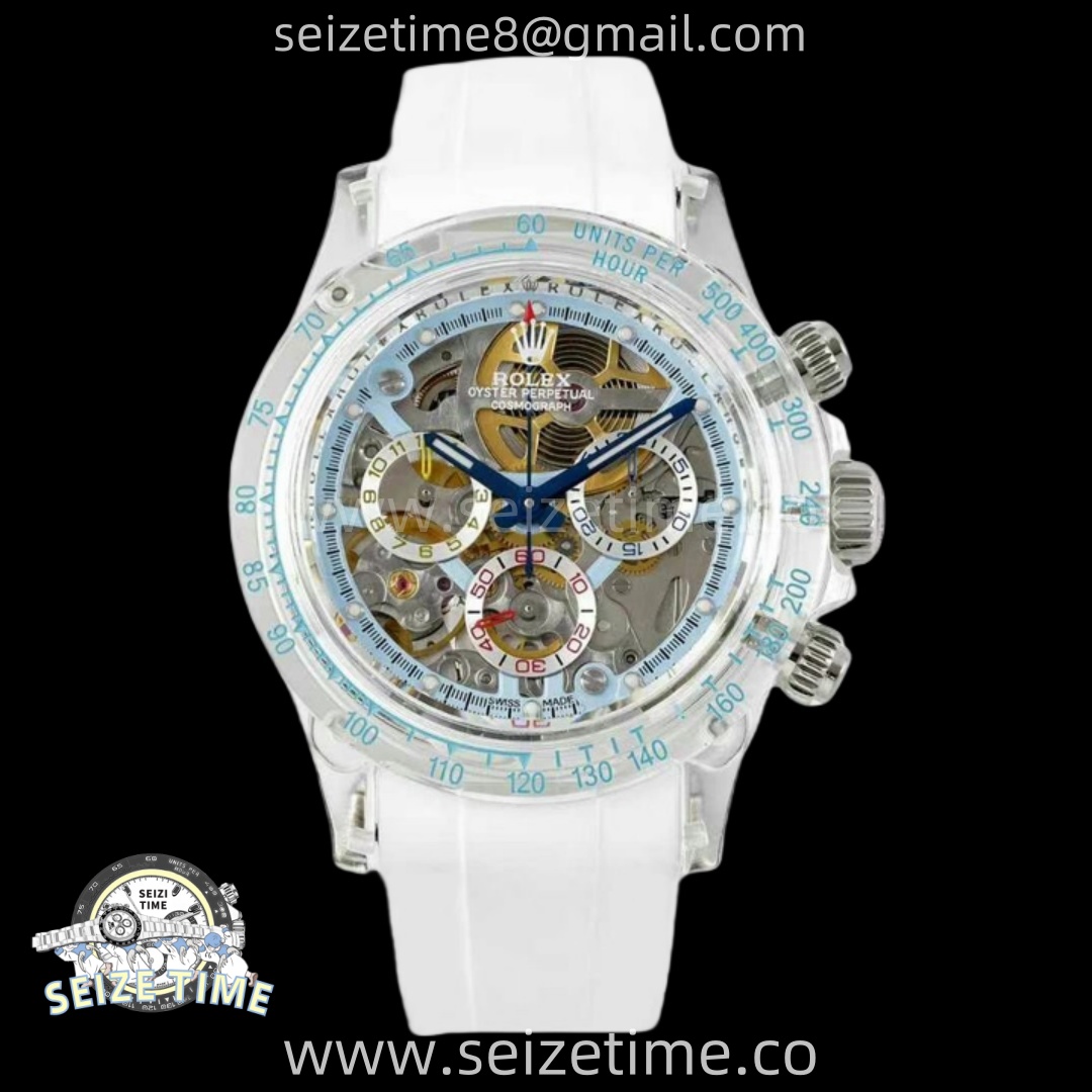 Daytona Aet Remould Transparent SONIC Best Edition Skeleton Dial on White Rubber Strap SA4130