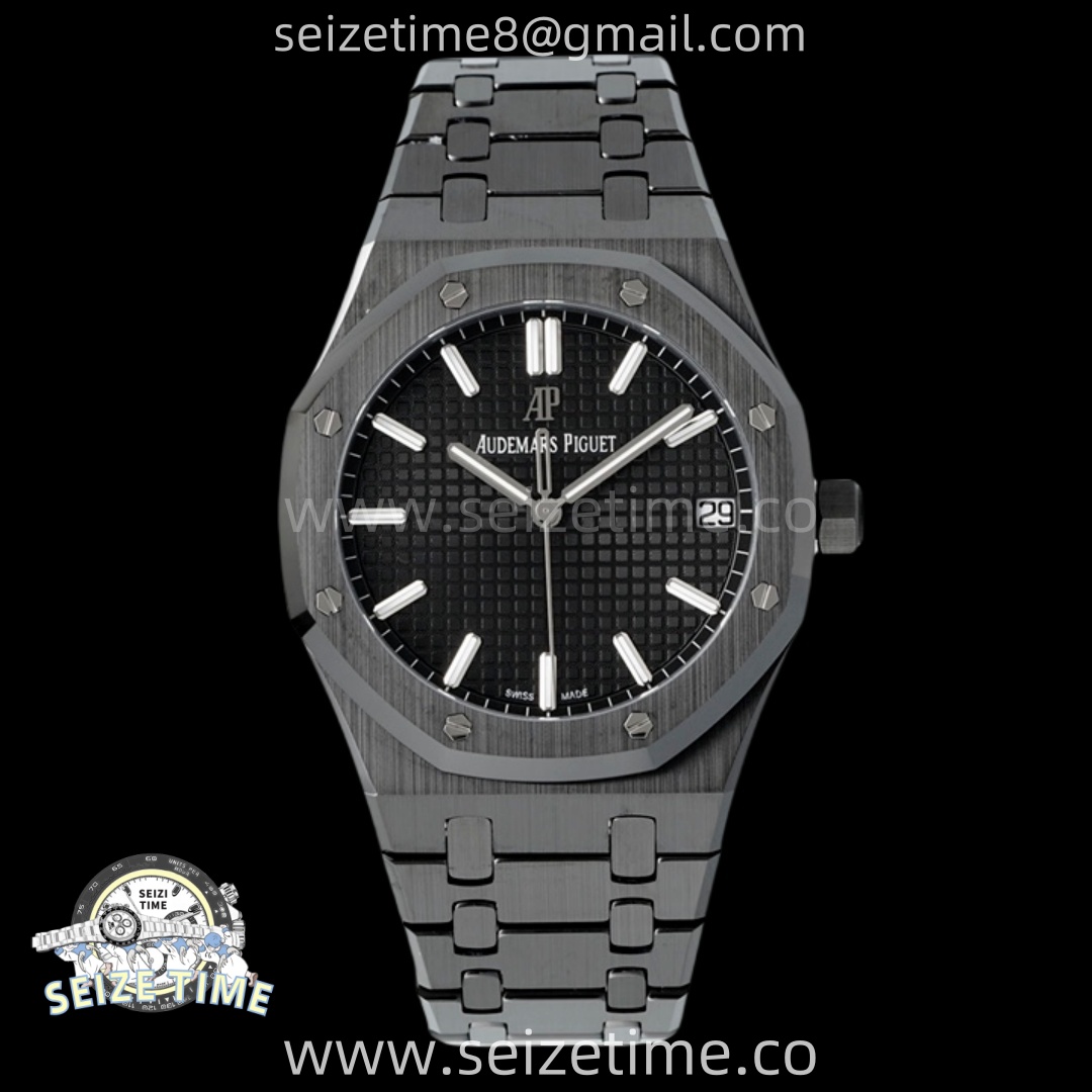 Royal Oak 15500 Black Ceramic APSF 1:1 Best Edition Black Dial on Black Ceramic Bracelet SA4302 Super Clone
