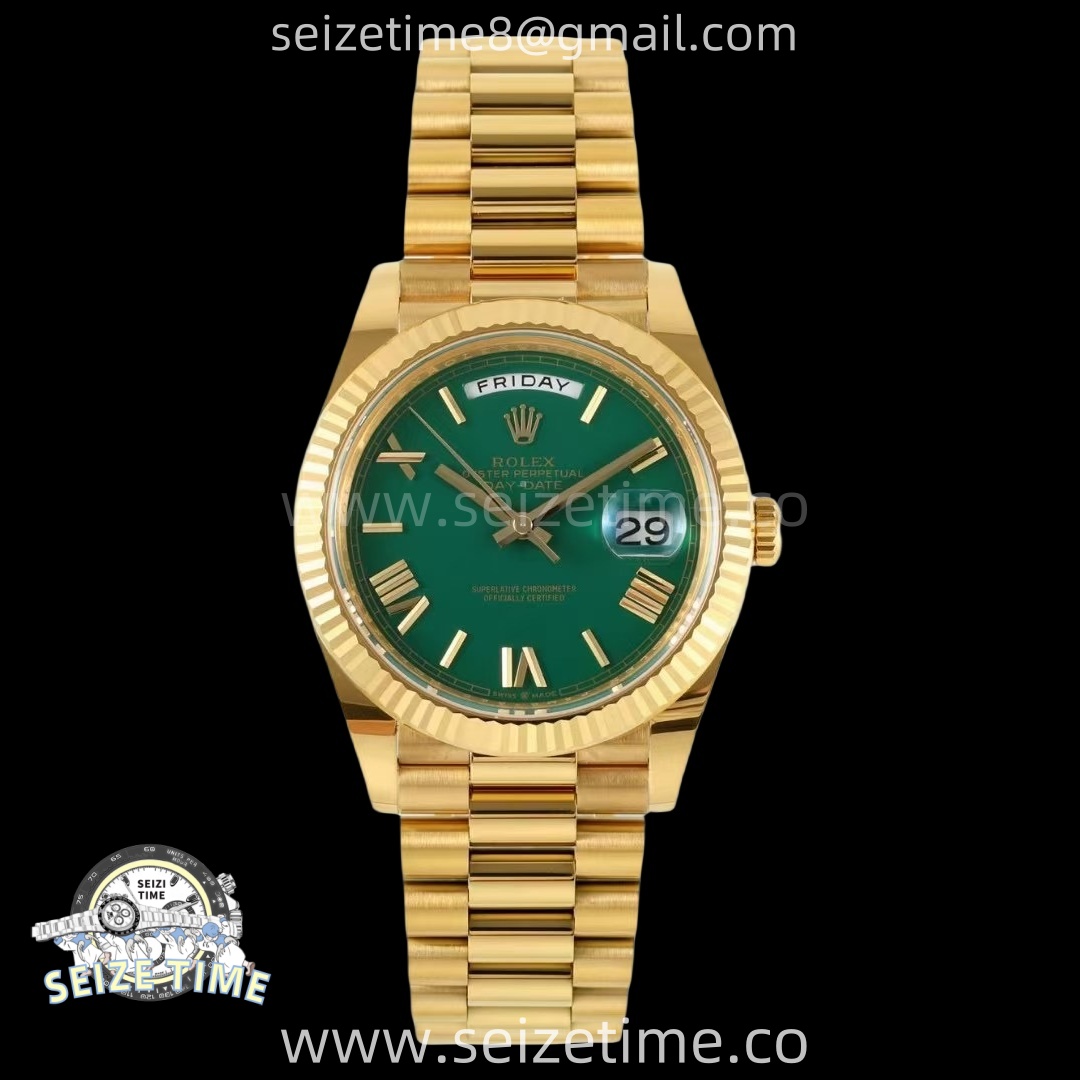 Day Date 40 YG 228238 THBF 1:1 Best Edition Green Roman Dial on President Bracelet VR3255 V3 (Gain Weight)