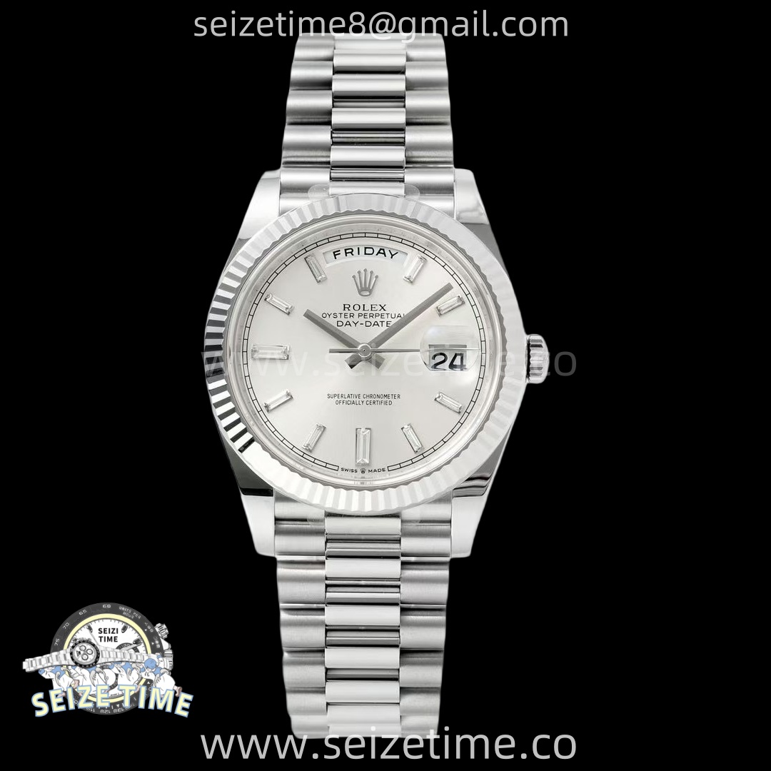 Day Date 40 SS 228236 THBF 1:1 Best Edition Silver Crystal Dial on President Bracelet VR3255 V3 (Gain Weight)