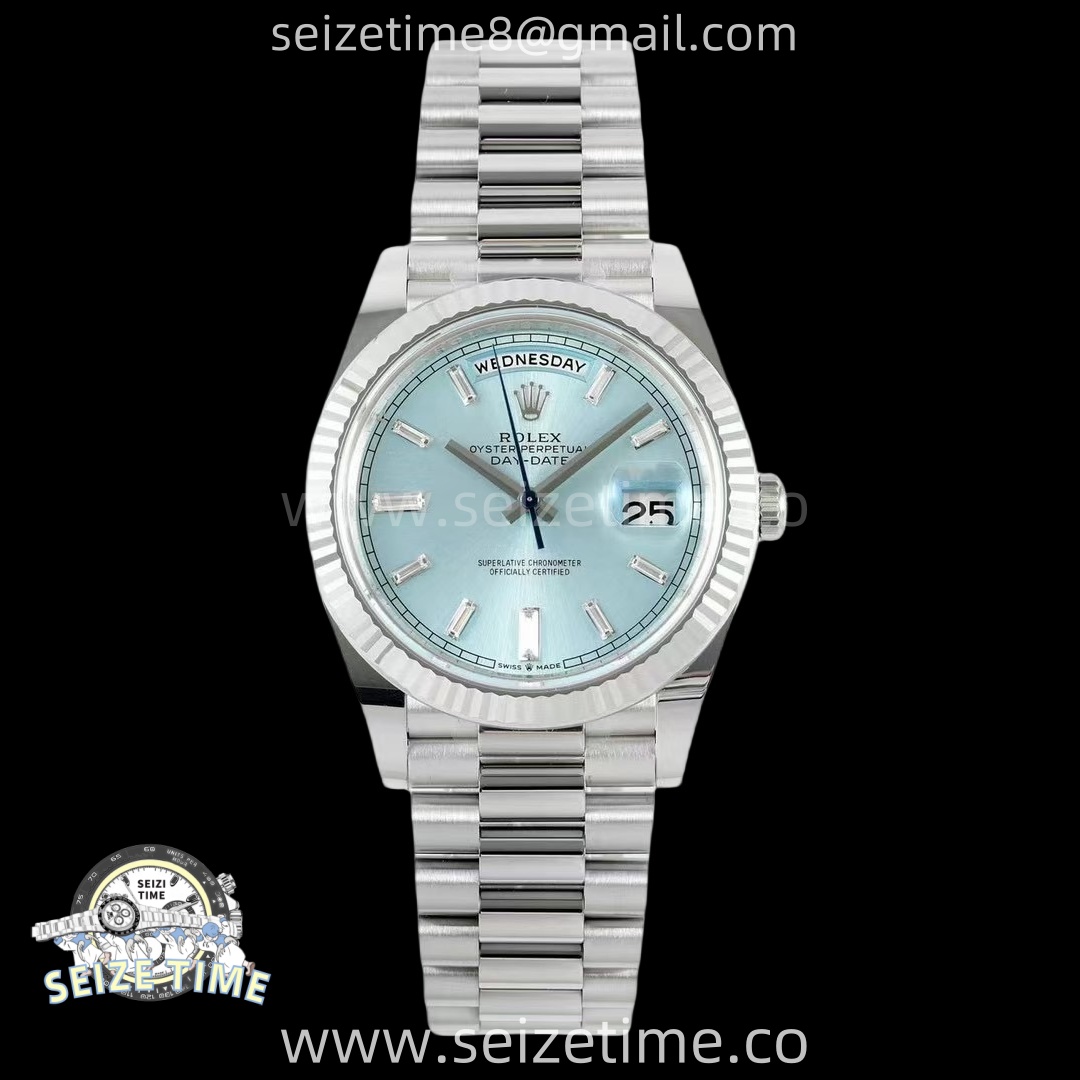 Day Date 40 SS 228236 THBF 1:1 Best Edition Ice Blue Crystal Dial on President Bracelet VR3255 V3 (Gain Weight)