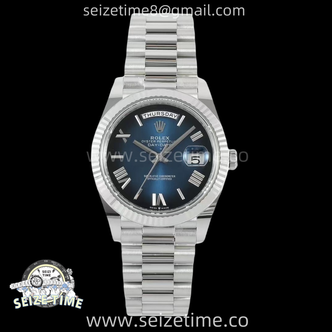 Day Date 40 SS 228236 THBF 1:1 Best Edition Blue Ombre Dial on President Bracelet VR3255 V3 (Gain Weight)