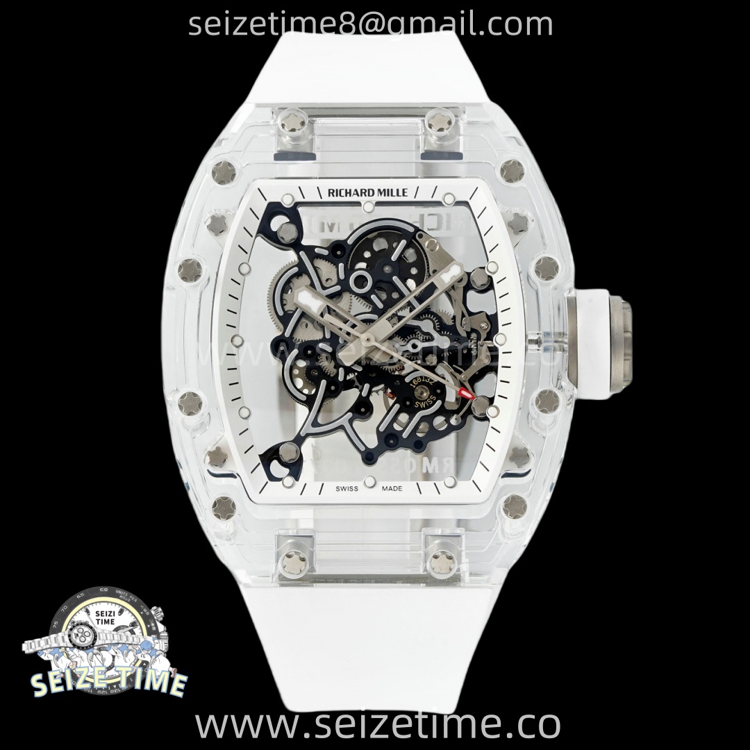 RM055 Crystal SONIC Best Edition White Inner Bezel White Crown on White Rubber Strap RMUL2 Super Clone